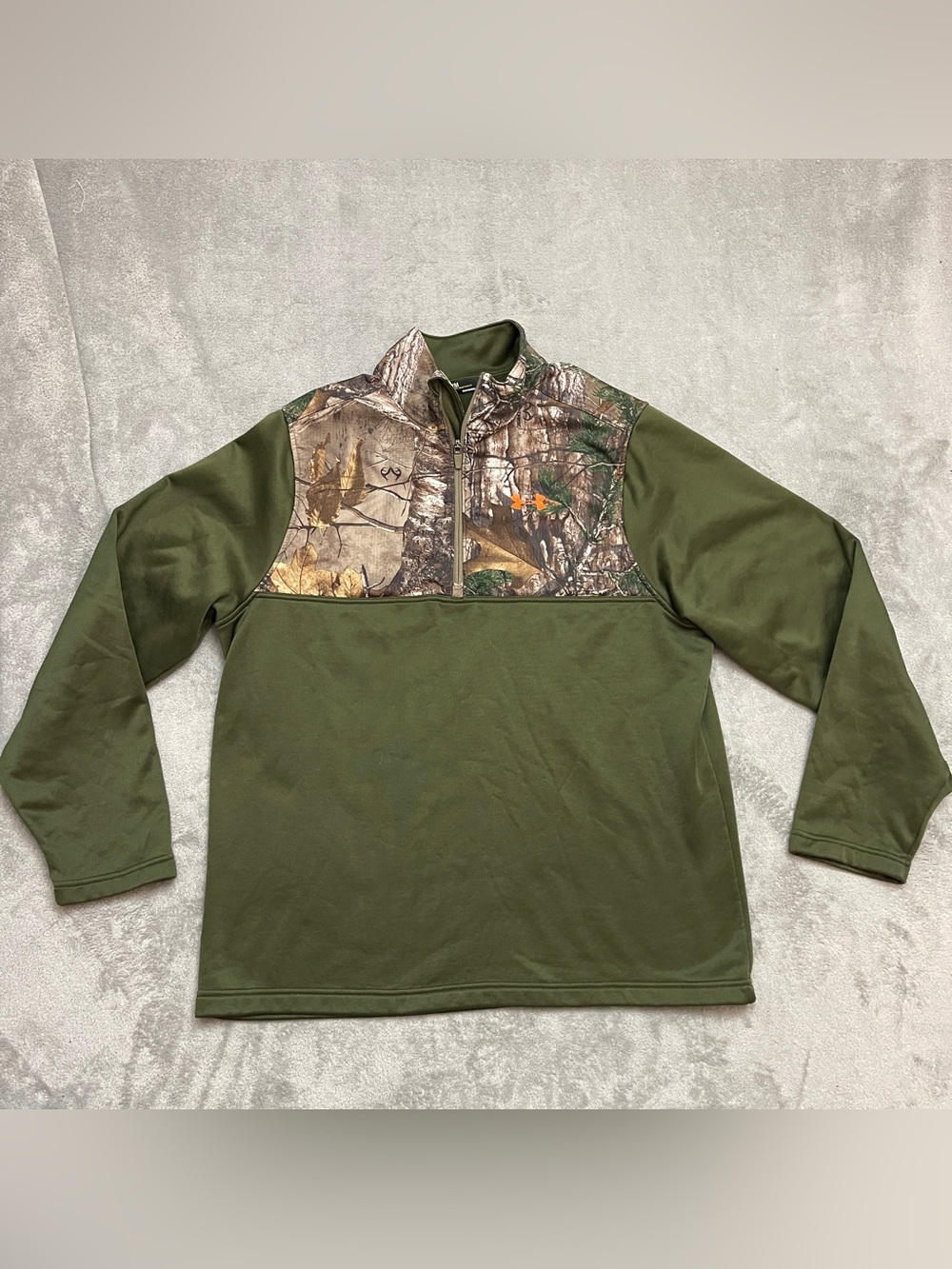 Under Armour Mens Medium ColdGear Green Realtree Camo 1/4 Zip Pullover Fleece
